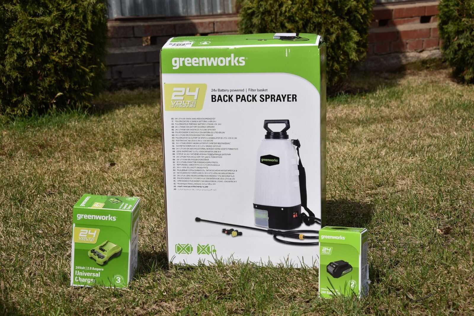 аккумуляторный садовый опрыскиватель Greenworks GSP1250K4